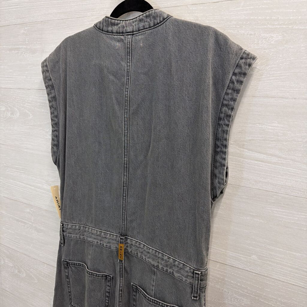 Ariat Wide Leg Denim Washed Grey Jumpsuit Large
