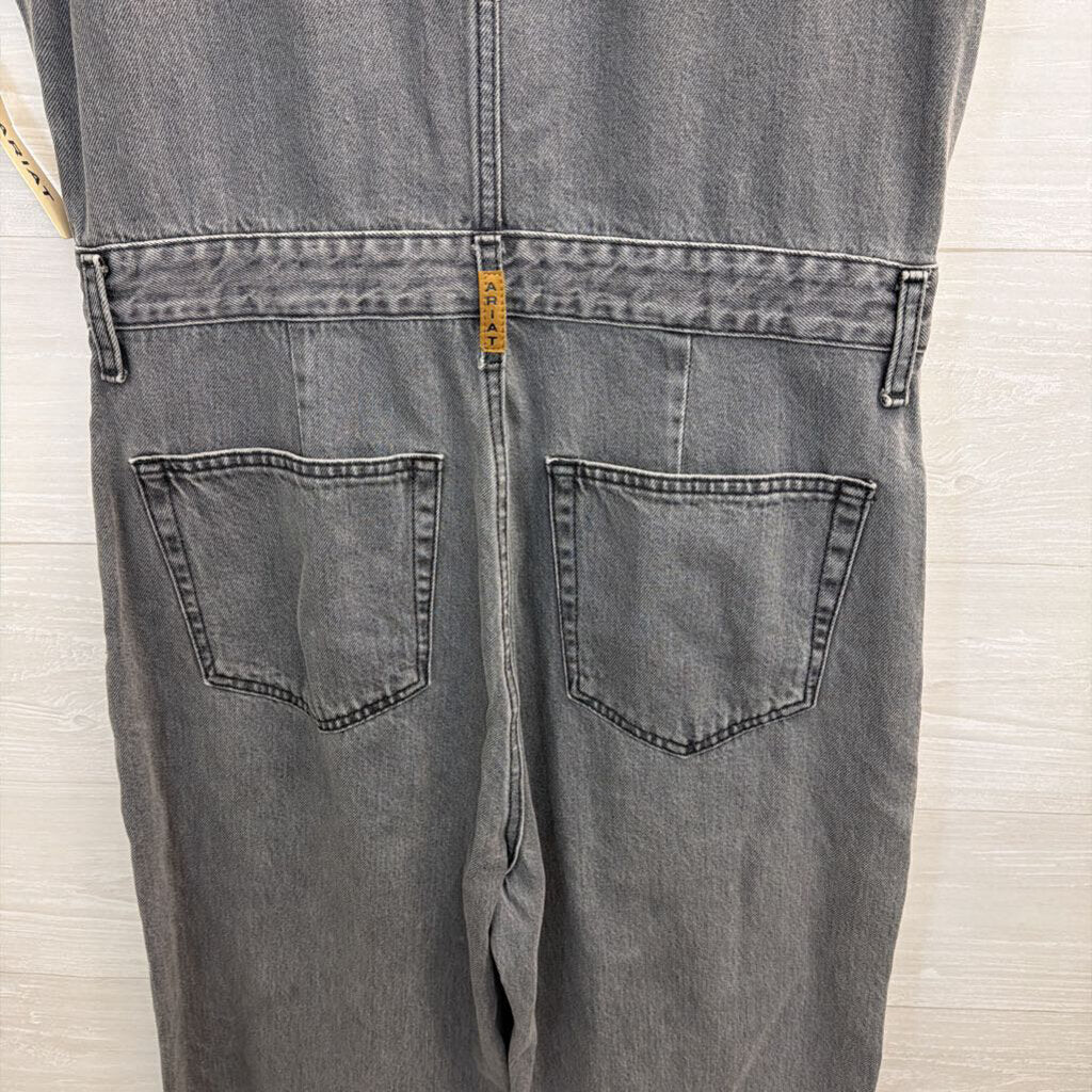 Ariat Wide Leg Denim Washed Grey Jumpsuit Large