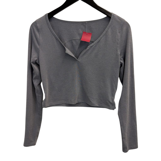 Lululemon Grey Cropped V-Neck Top Medium