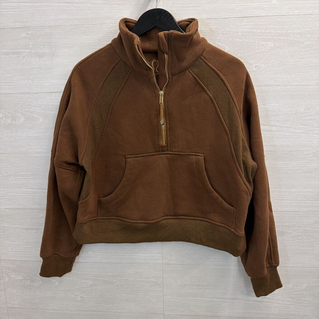 Lululemon Brown/Gold Scuba Oversized Funnel-Neck Half Zip M/L