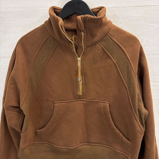 Lululemon Brown/Gold Scuba Oversized Funnel-Neck Half Zip M/L