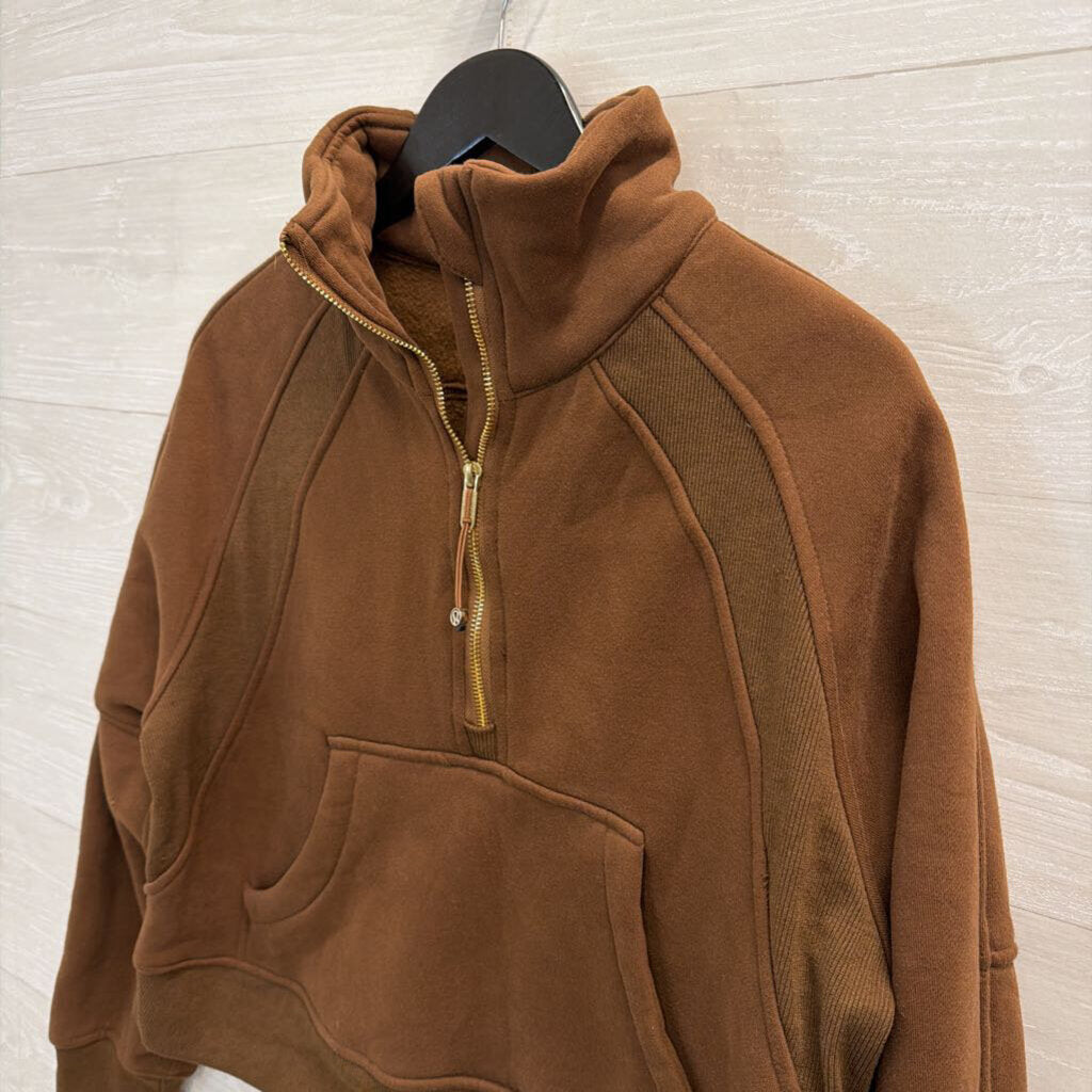 Lululemon Brown/Gold Scuba Oversized Funnel-Neck Half Zip M/L
