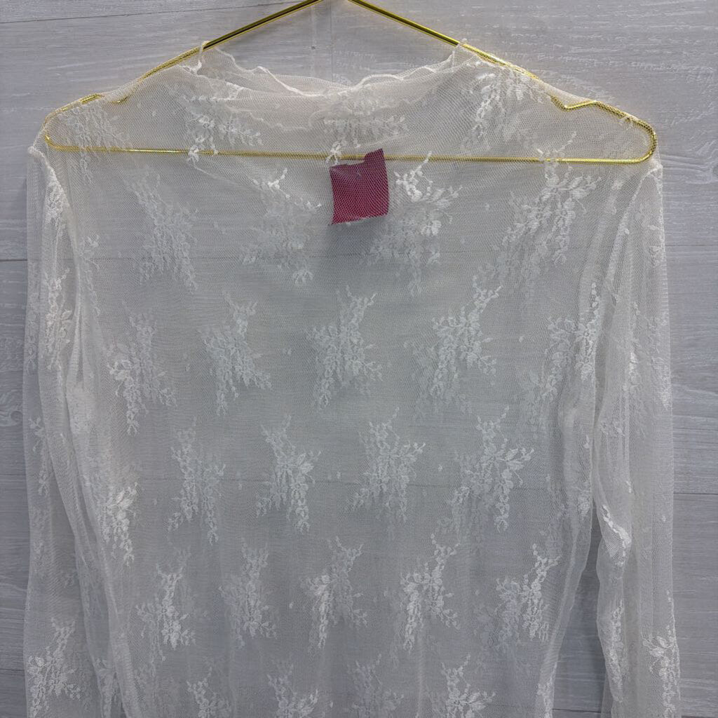 Cream Lace Sheer Long Sleeve Medium