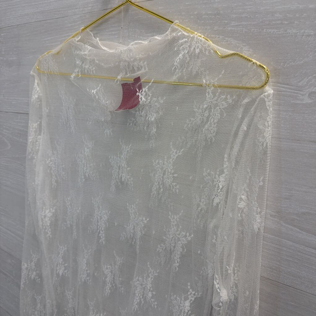 Cream Lace Sheer Long Sleeve Medium