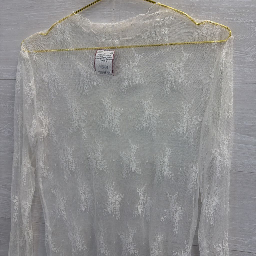 Cream Lace Sheer Long Sleeve Medium