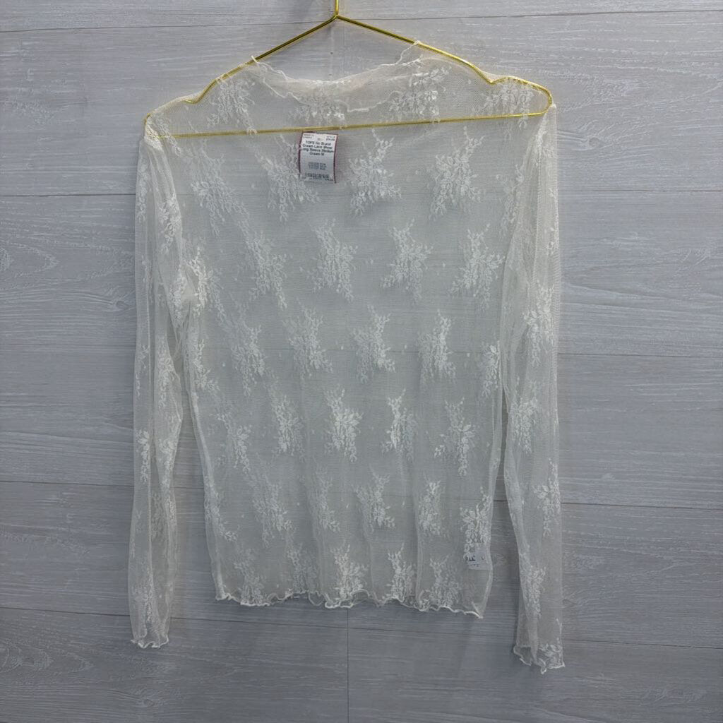Cream Lace Sheer Long Sleeve Medium