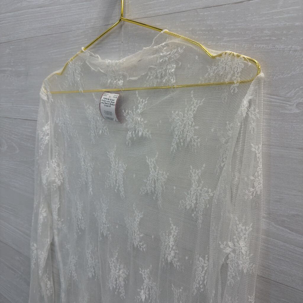 Cream Lace Sheer Long Sleeve Medium