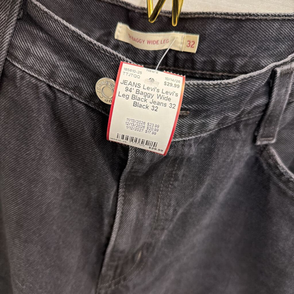 Levi's 94' Baggy Wide Leg Black Jeans 32