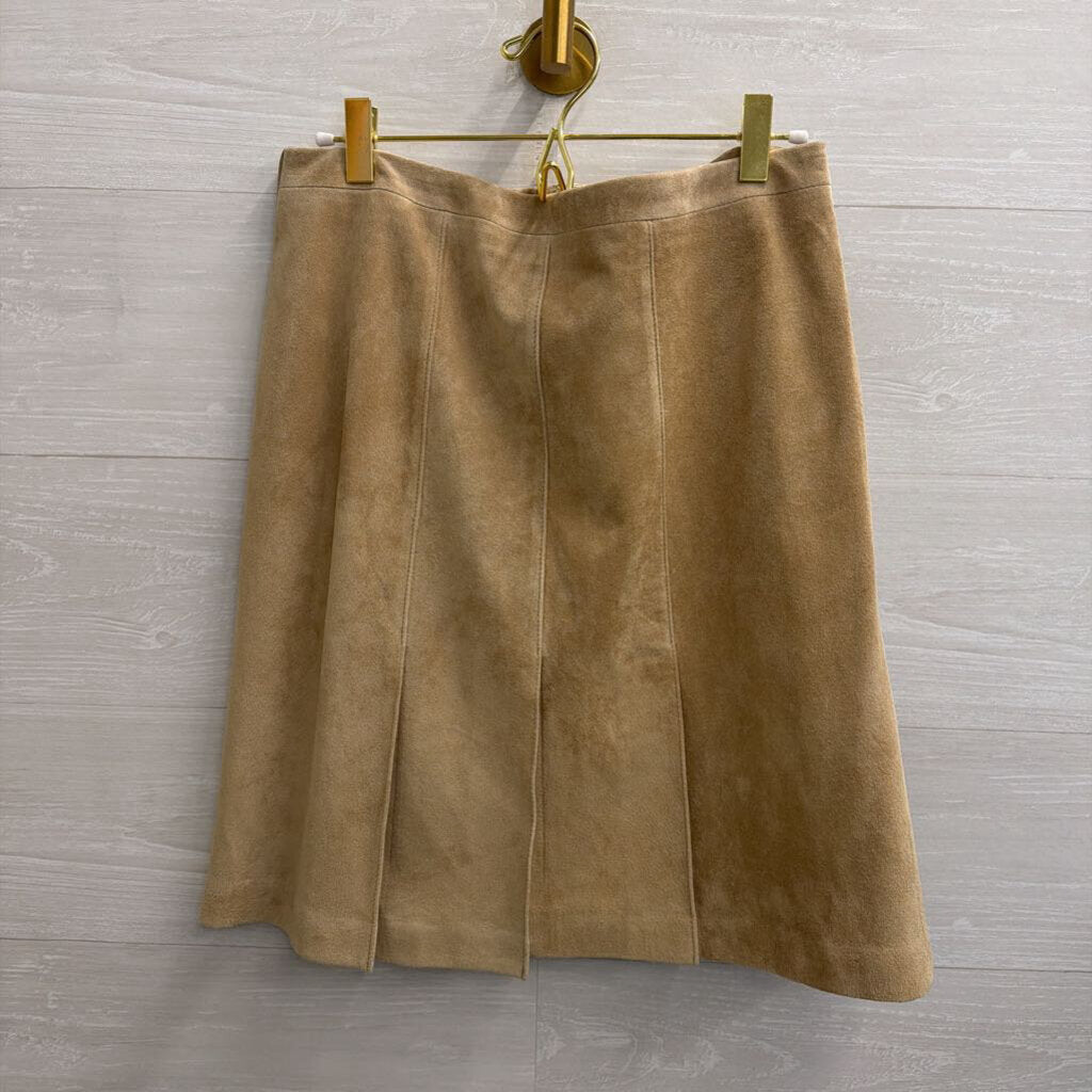 Suede Light Tan Pleated Skirt 4