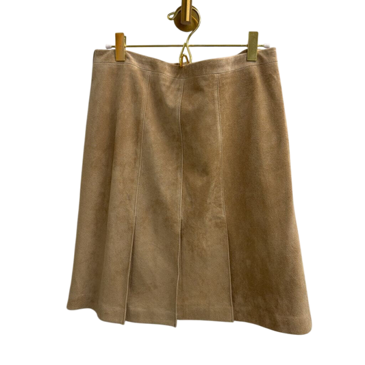 Suede Light Tan Pleated Skirt 4