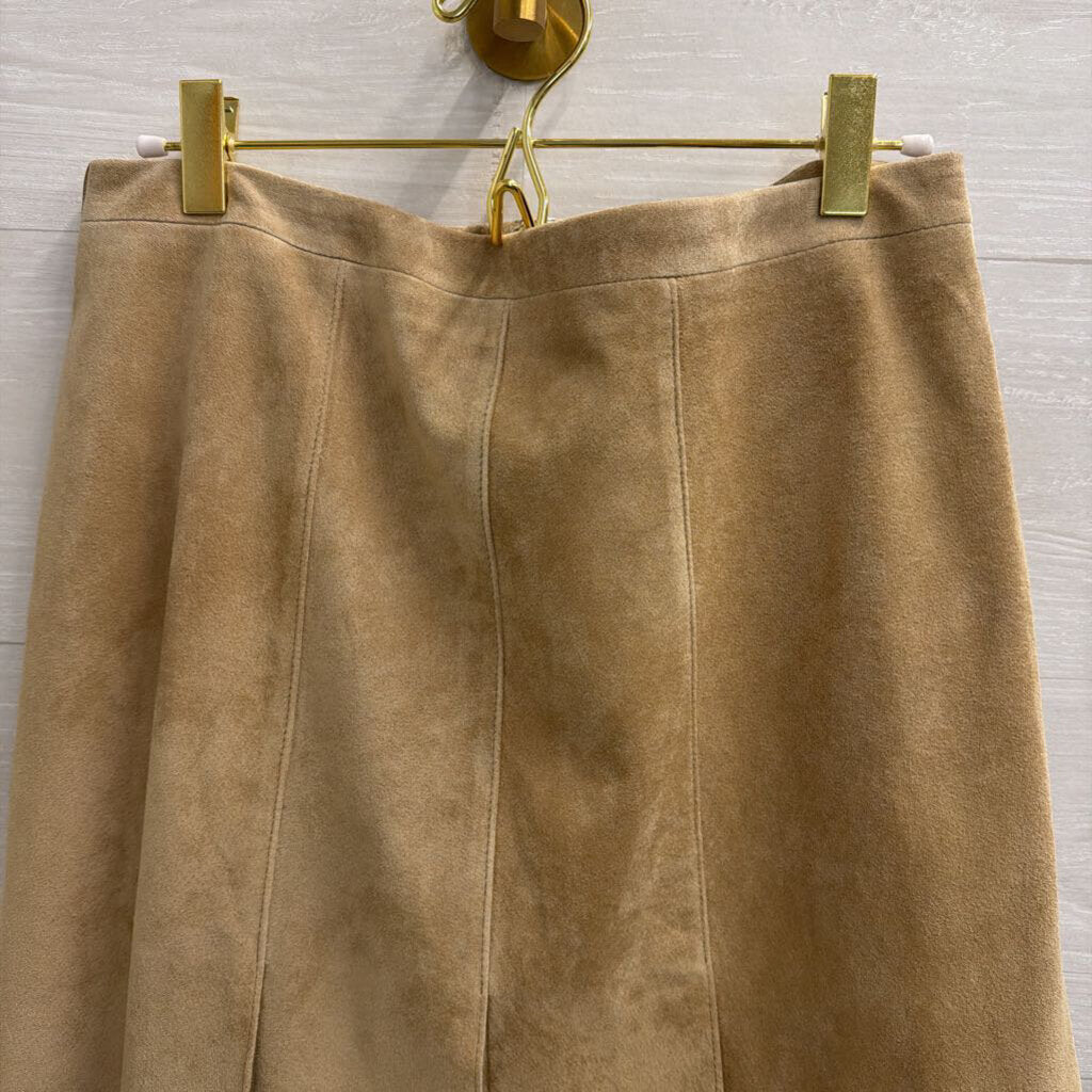 Suede Light Tan Pleated Skirt 4