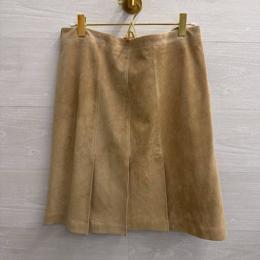 Suede Light Tan Pleated Skirt 4