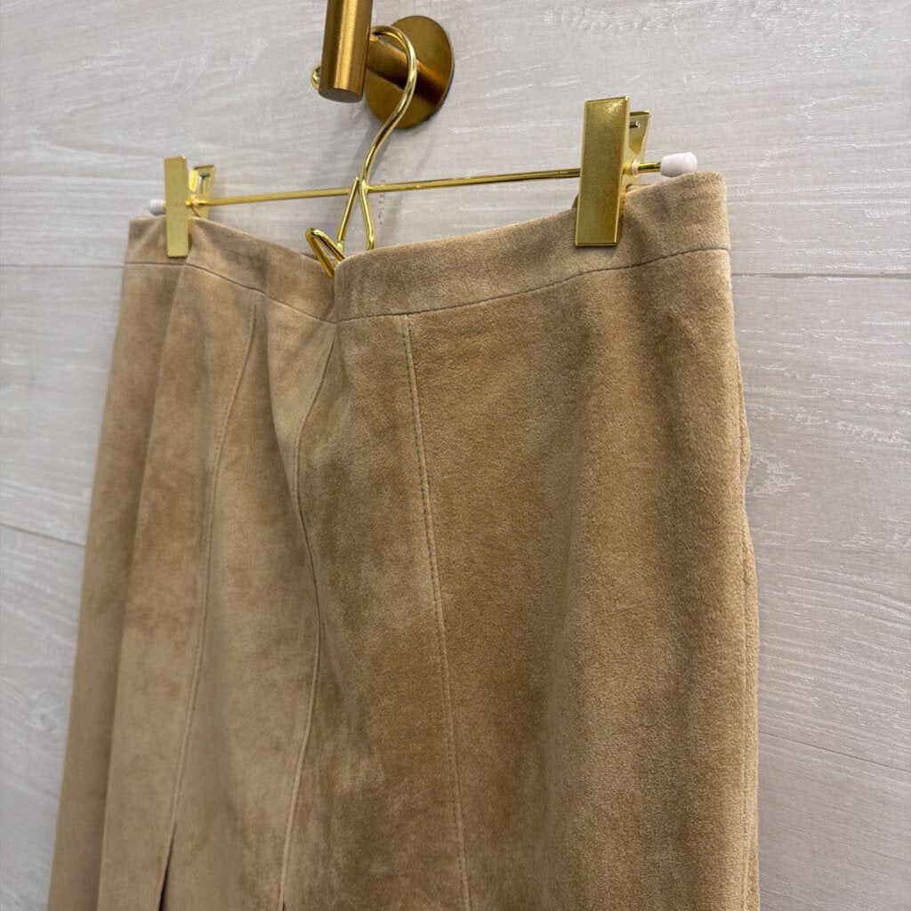 Suede Light Tan Pleated Skirt 4