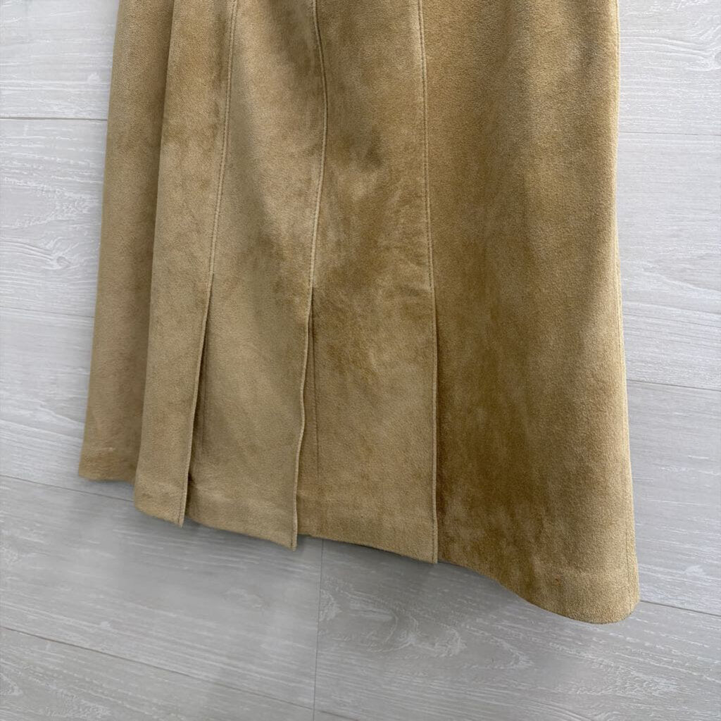 Suede Light Tan Pleated Skirt 4