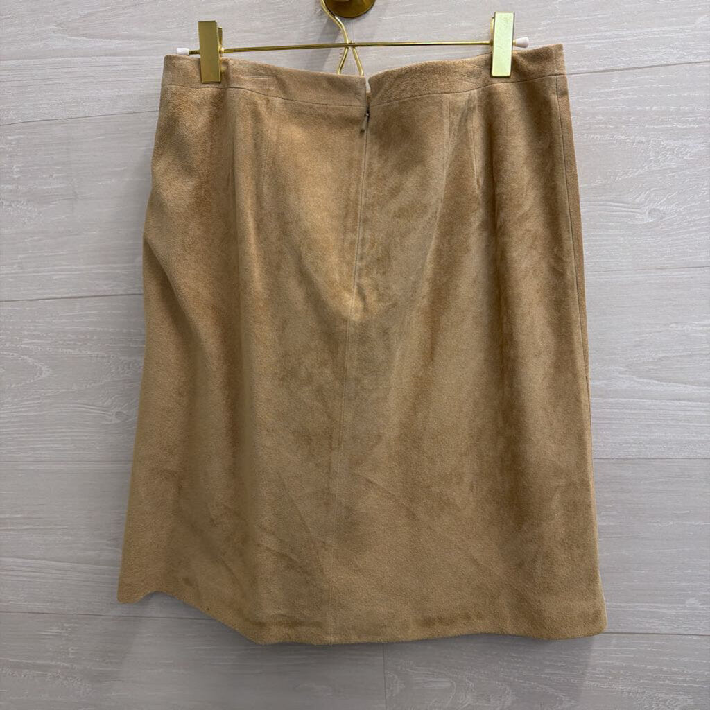 Suede Light Tan Pleated Skirt 4