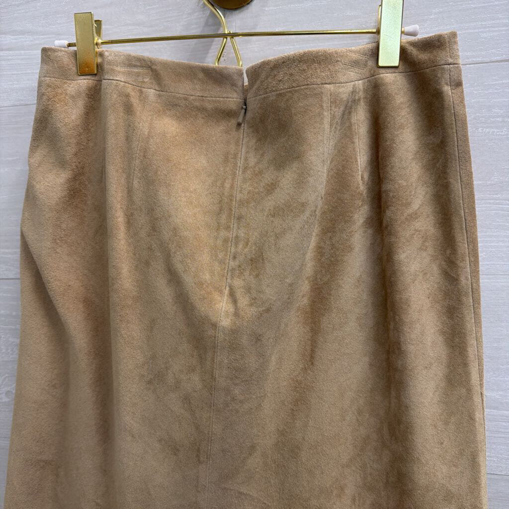 Suede Light Tan Pleated Skirt 4