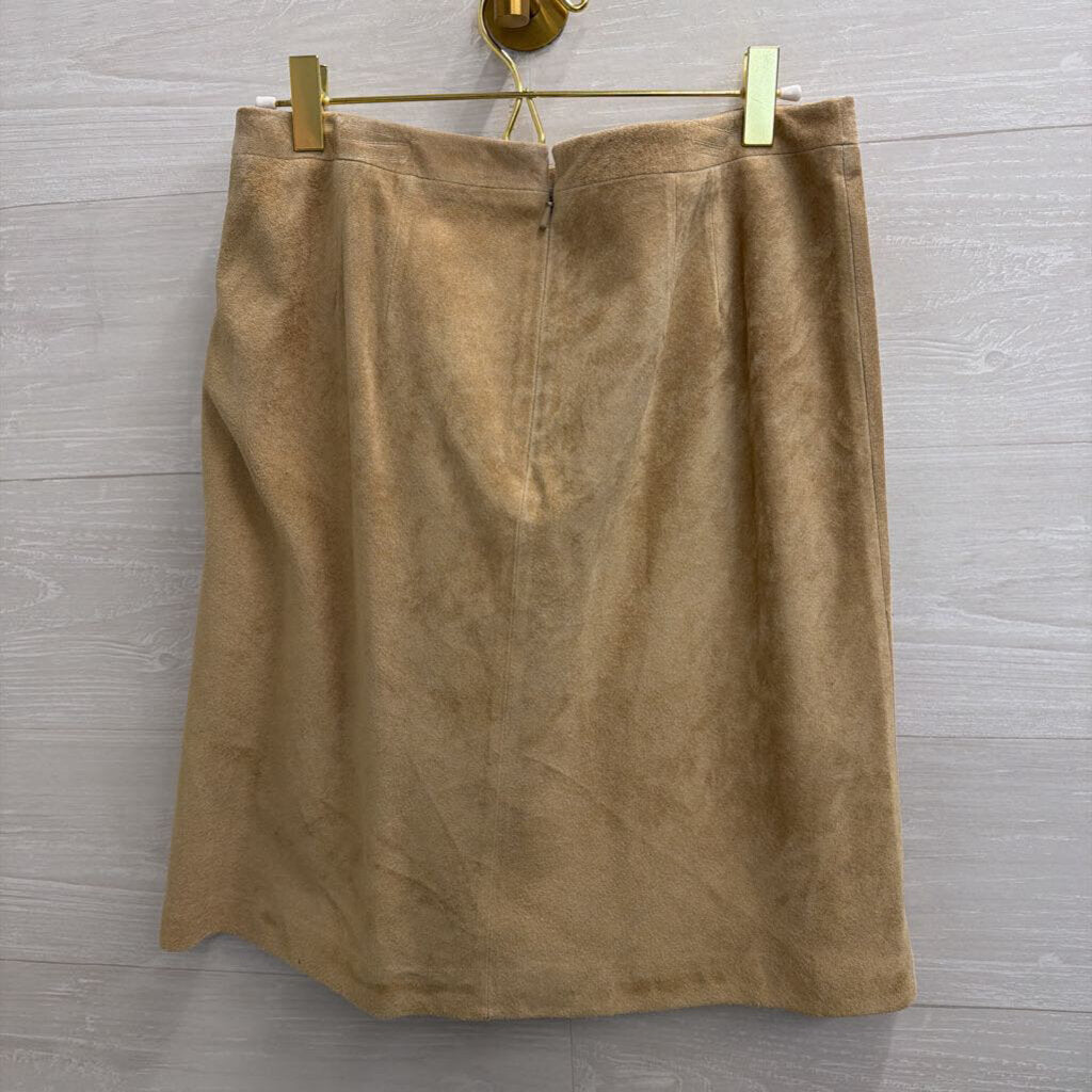 Suede Light Tan Pleated Skirt 4