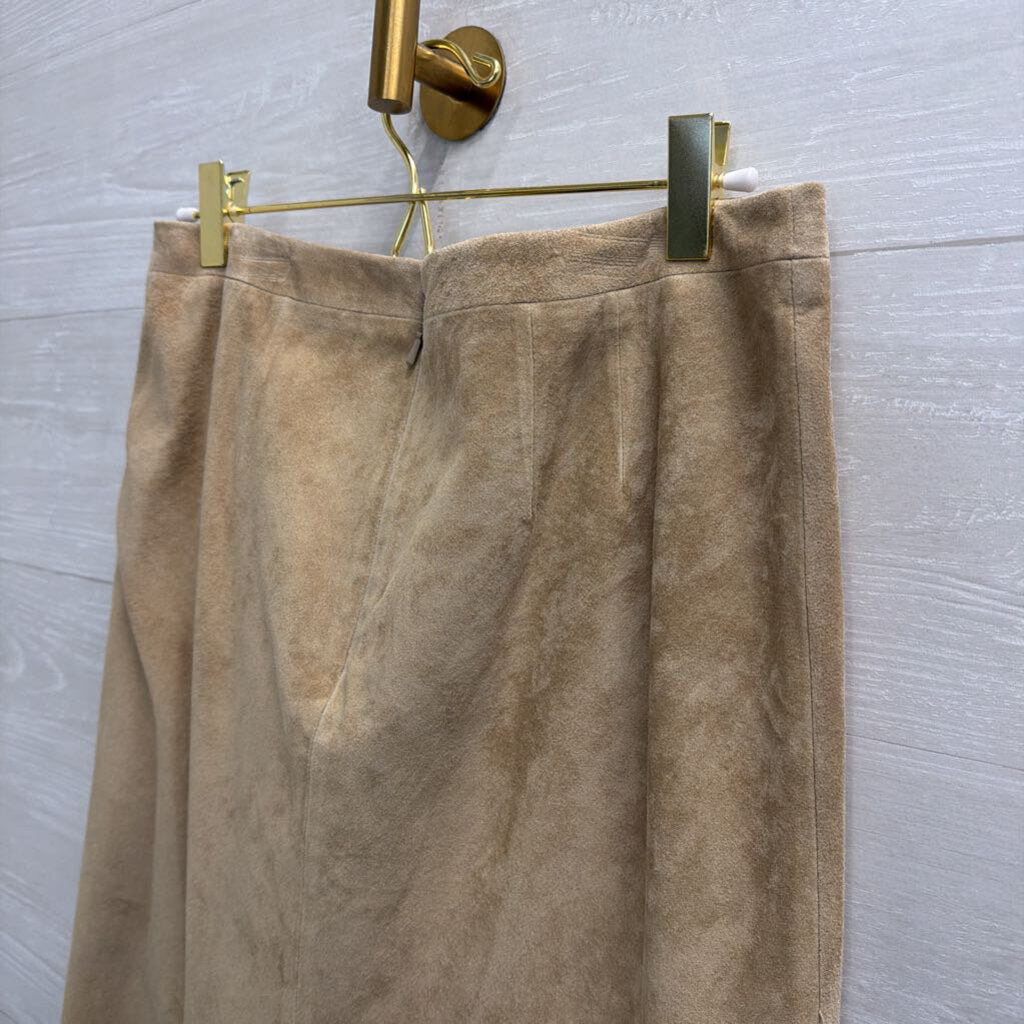 Suede Light Tan Pleated Skirt 4