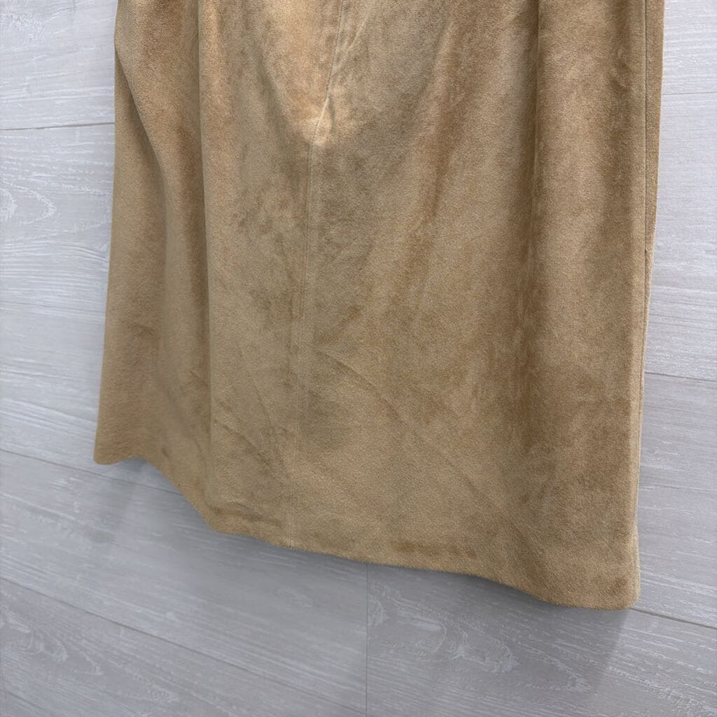 Suede Light Tan Pleated Skirt 4