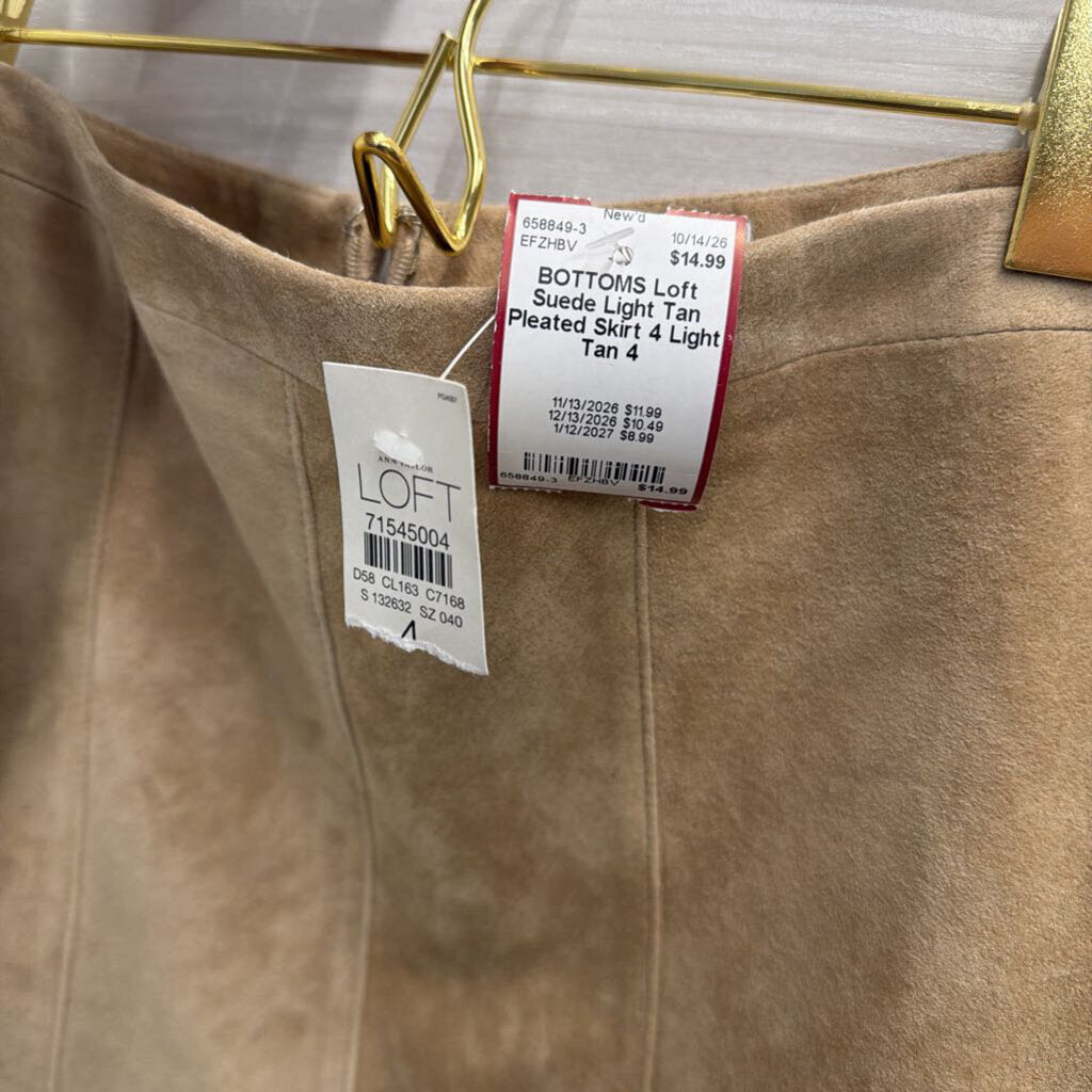 Suede Light Tan Pleated Skirt 4