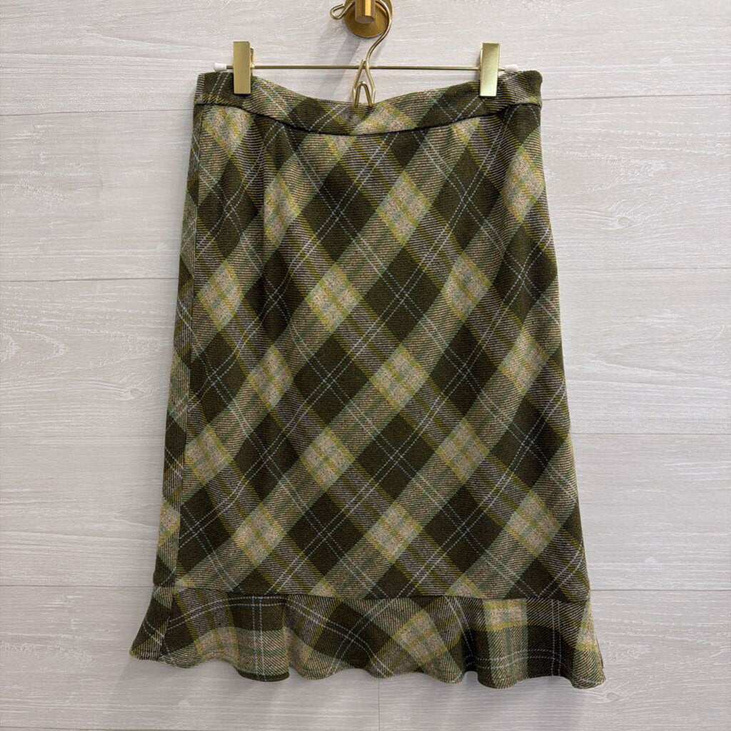 Green Plaid Knee Length Skirt 4
