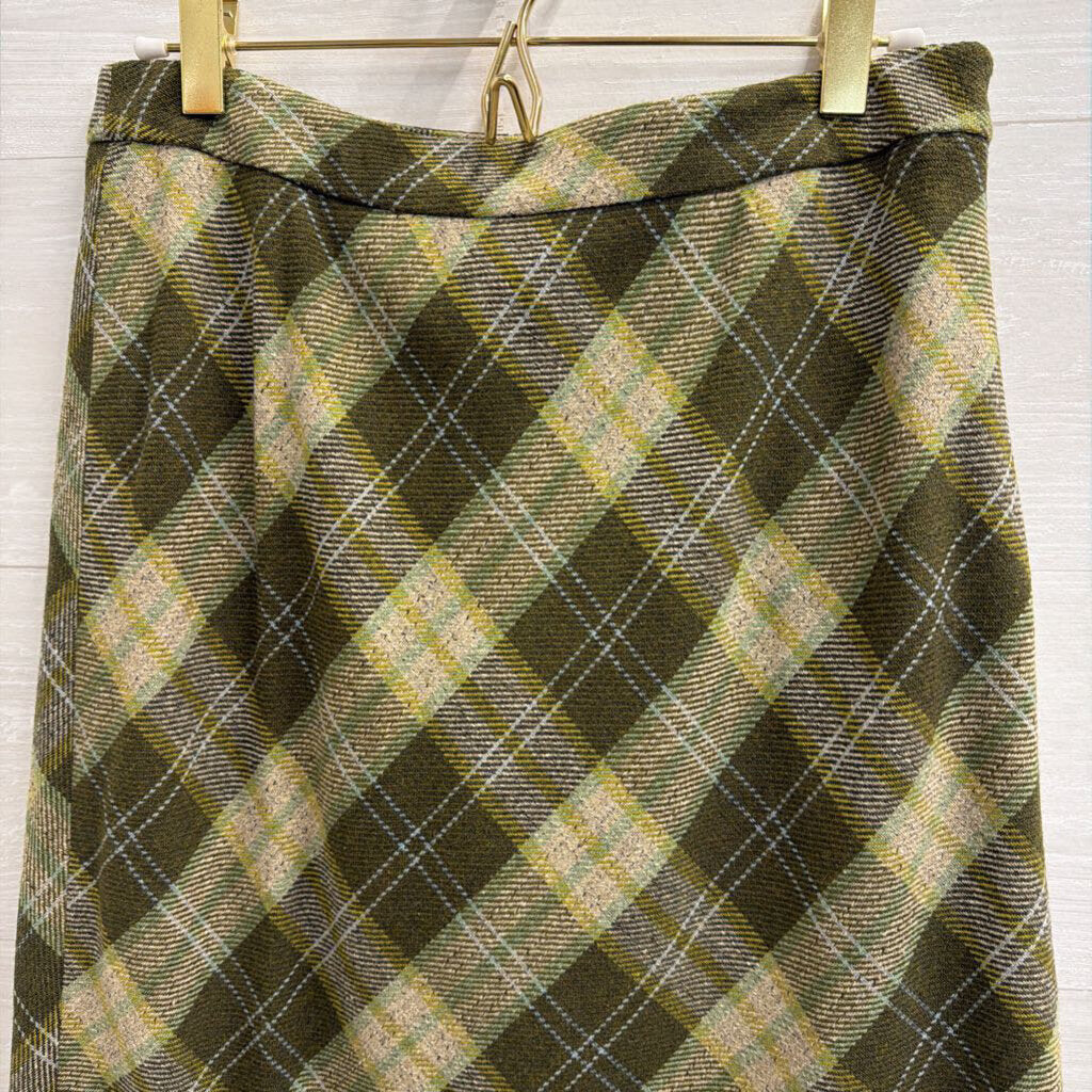 Green Plaid Knee Length Skirt 4