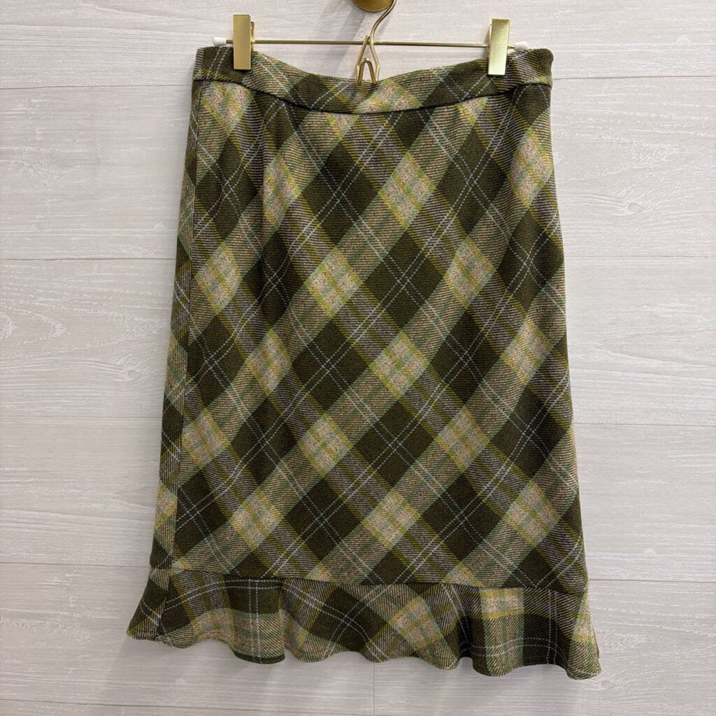 Green Plaid Knee Length Skirt 4