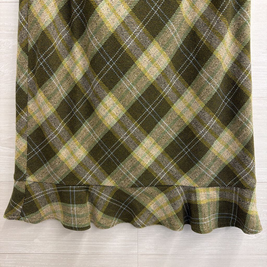 Green Plaid Knee Length Skirt 4
