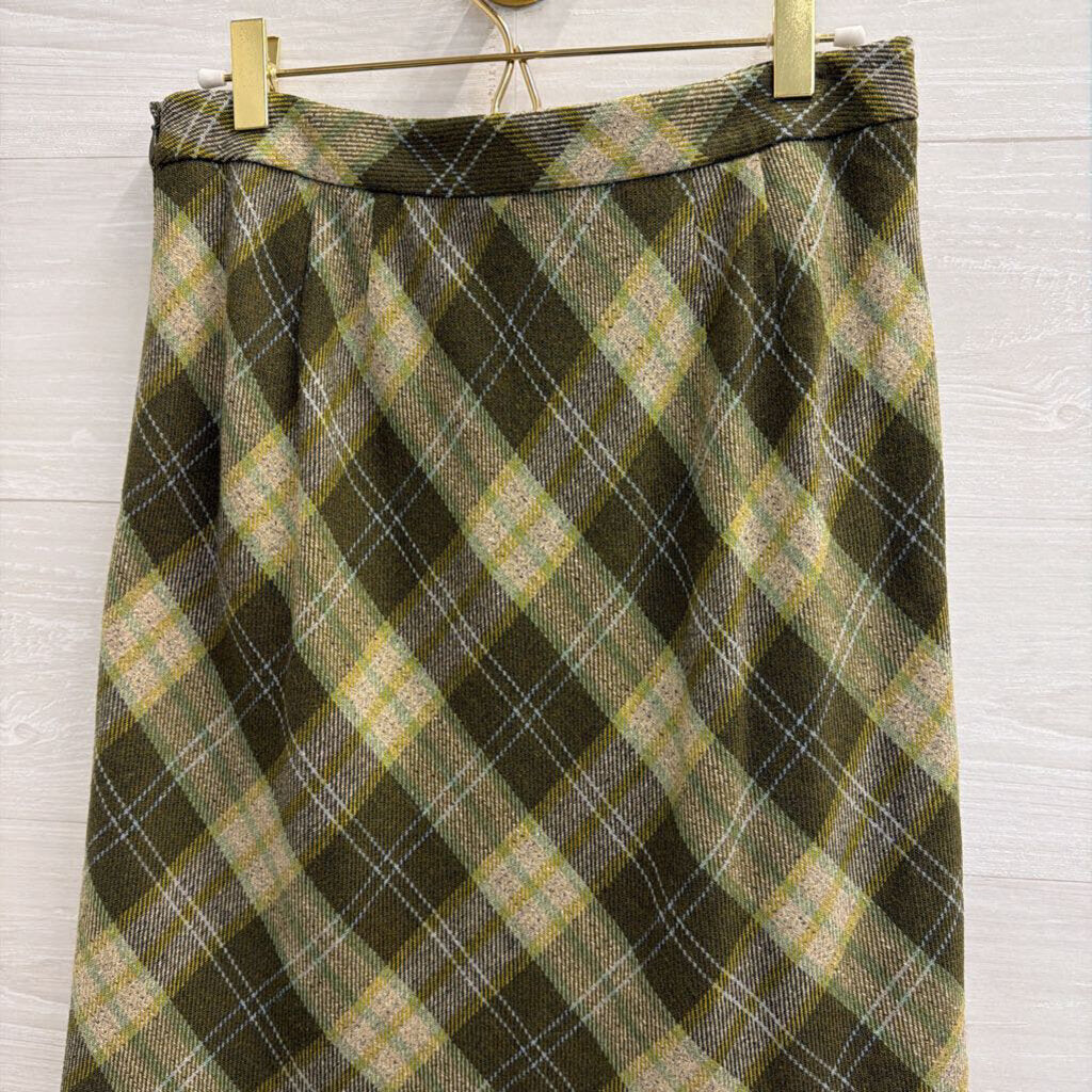 Green Plaid Knee Length Skirt 4