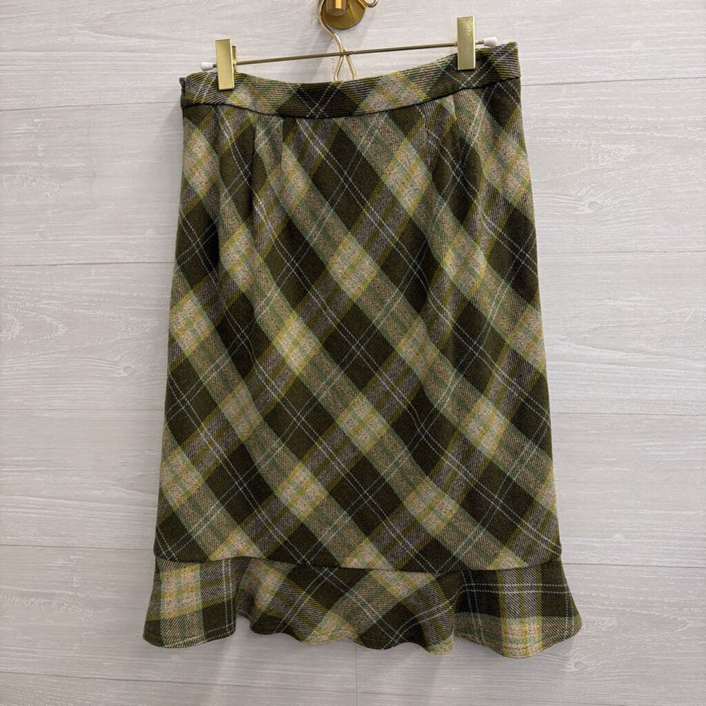 Green Plaid Knee Length Skirt 4