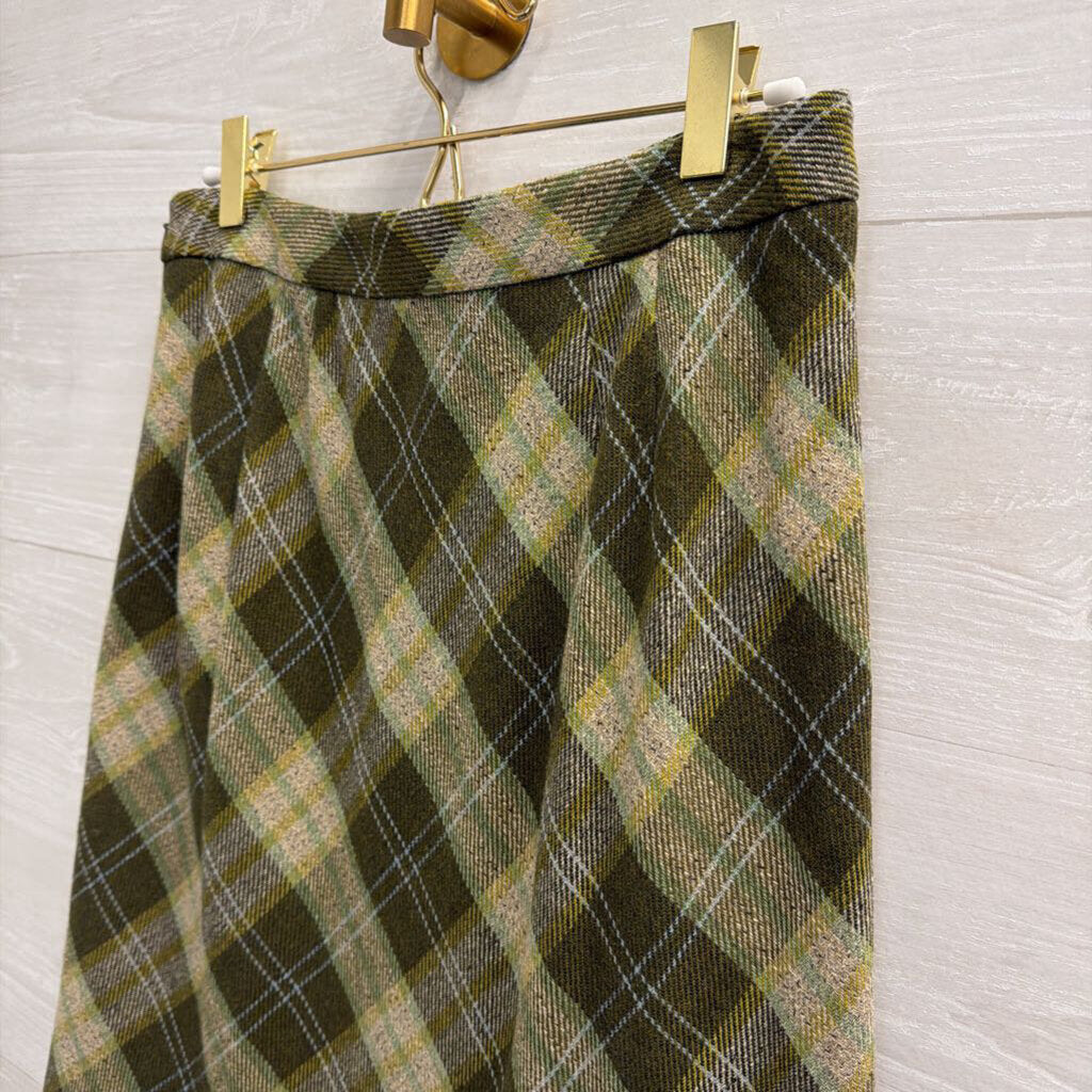 Green Plaid Knee Length Skirt 4