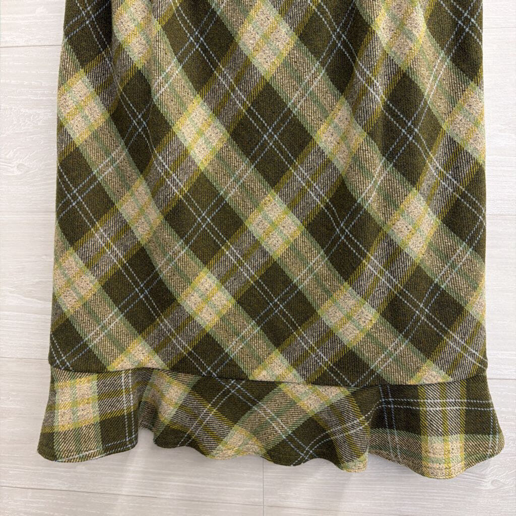 Green Plaid Knee Length Skirt 4