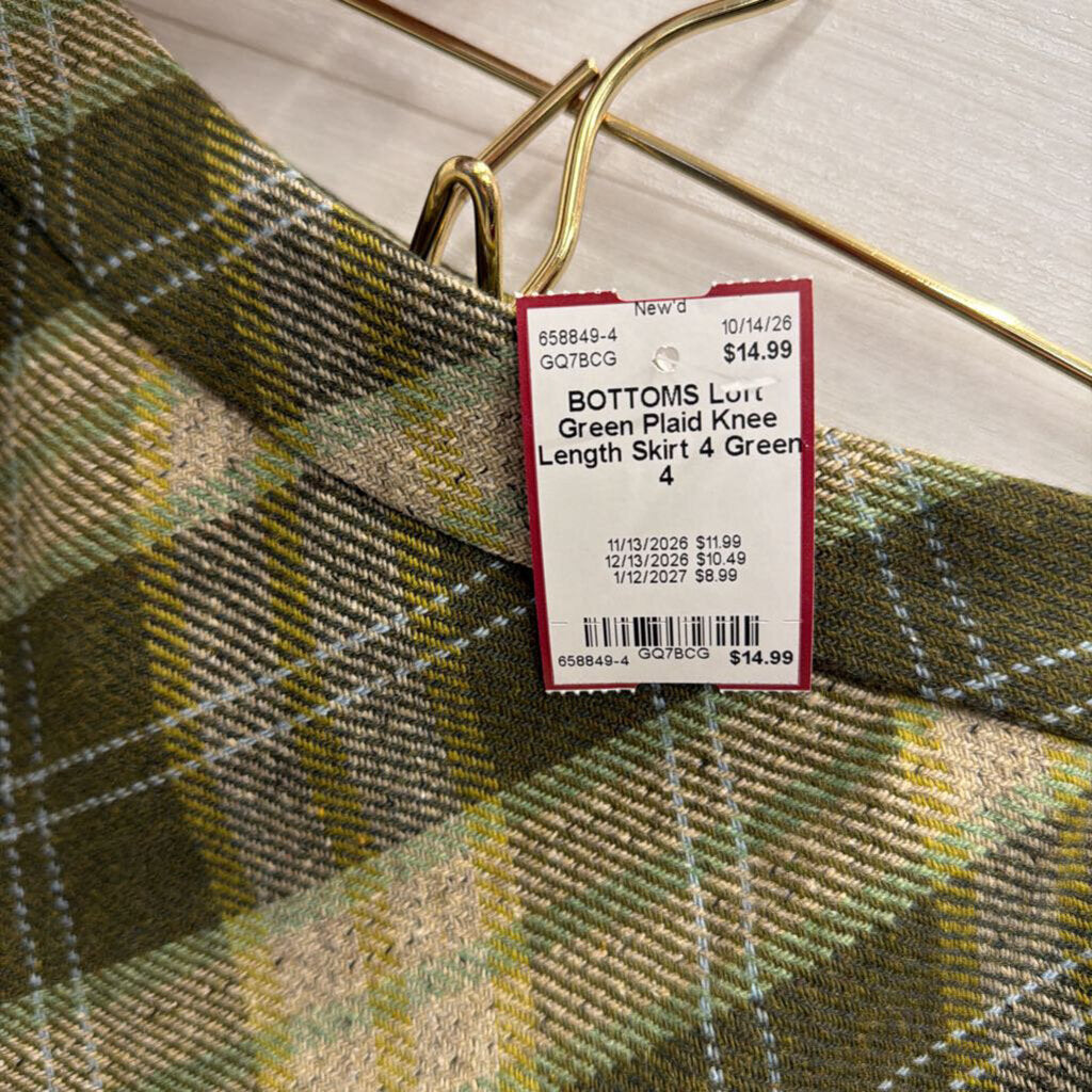 Green Plaid Knee Length Skirt 4