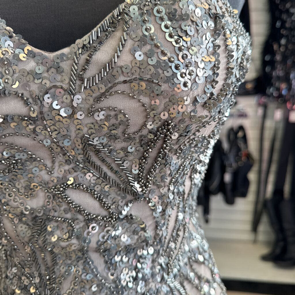 Dark Taupe Sequined Short Dress 2