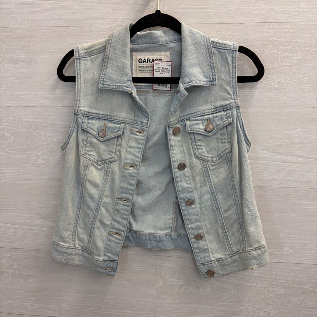 Garage Light Wash Denim Vest Small