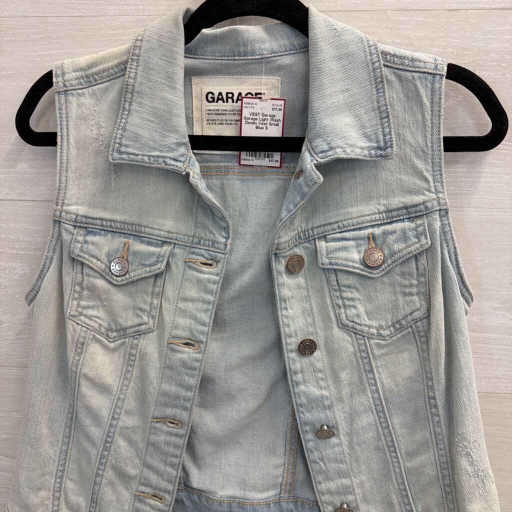 Garage Light Wash Denim Vest Small