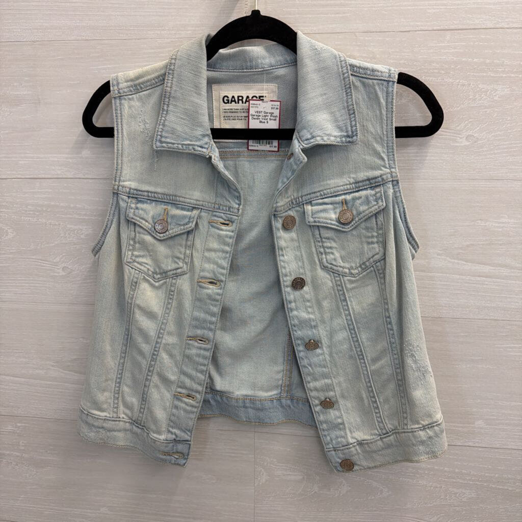 Garage Light Wash Denim Vest Small
