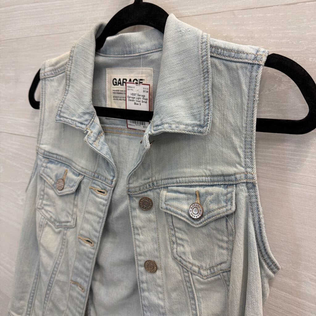 Garage Light Wash Denim Vest Small