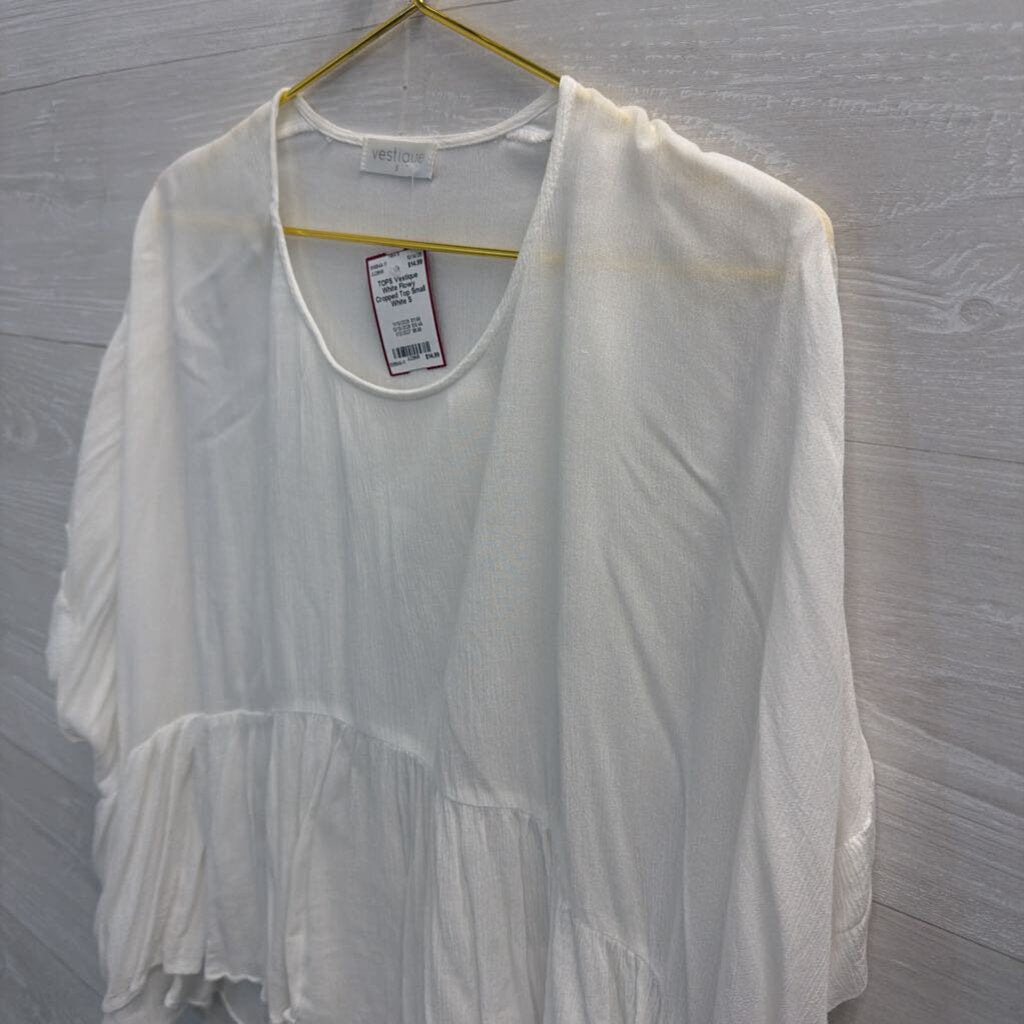 White Flowy Cropped Top Small