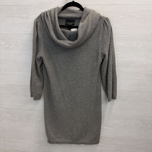 Grey 100% Cashmere Cowl Neck Tunic Sweater Dress Large