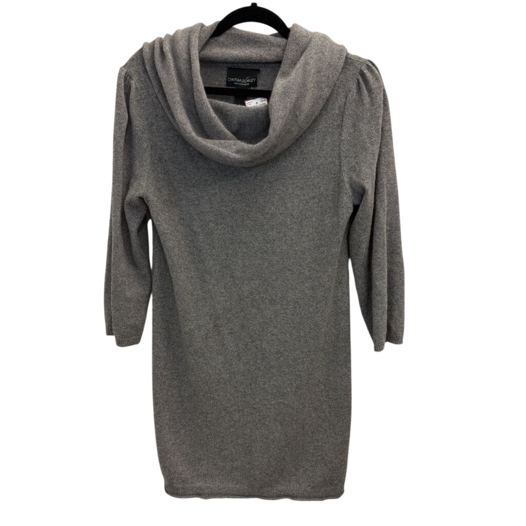 Grey 100% Cashmere Cowl Neck Tunic Sweater Dress Large