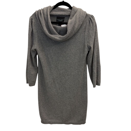 Grey 100% Cashmere Cowl Neck Tunic Sweater Dress Large