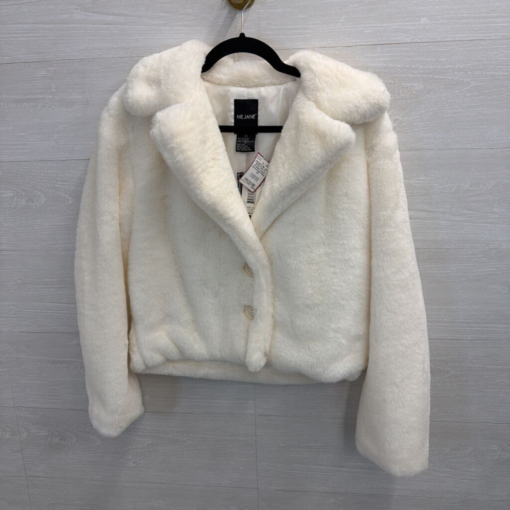 White Faux Fur Cropped Jacket Extra Small