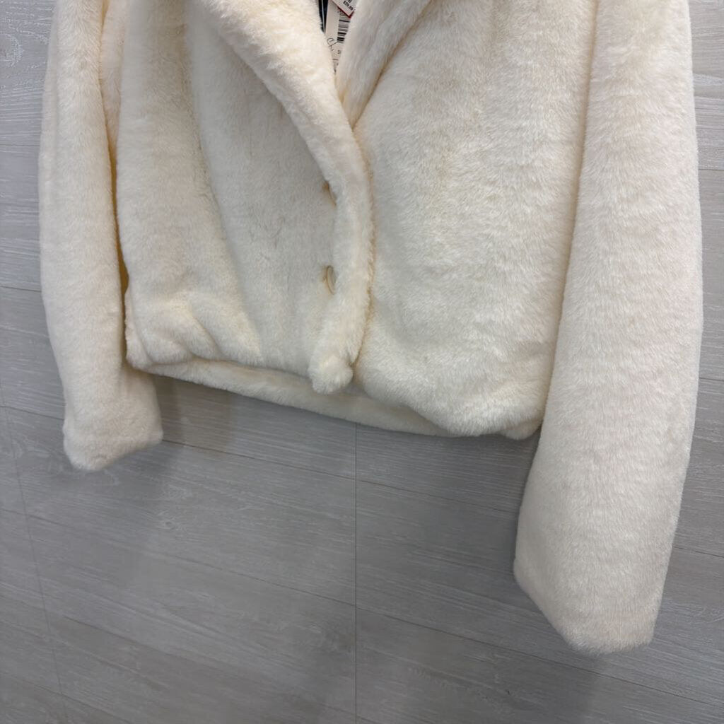 White Faux Fur Cropped Jacket Extra Small