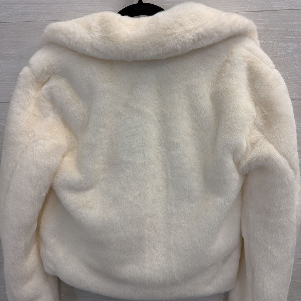 White Faux Fur Cropped Jacket Extra Small