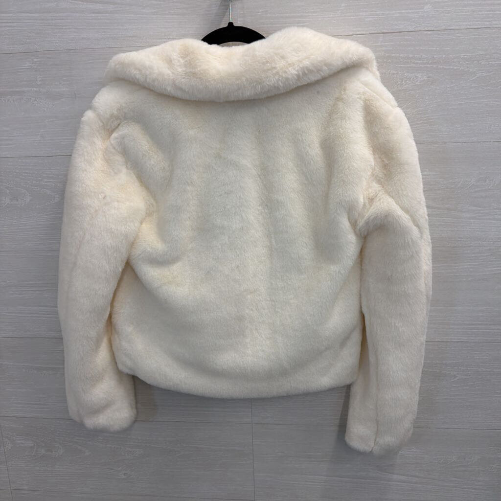 White Faux Fur Cropped Jacket Extra Small