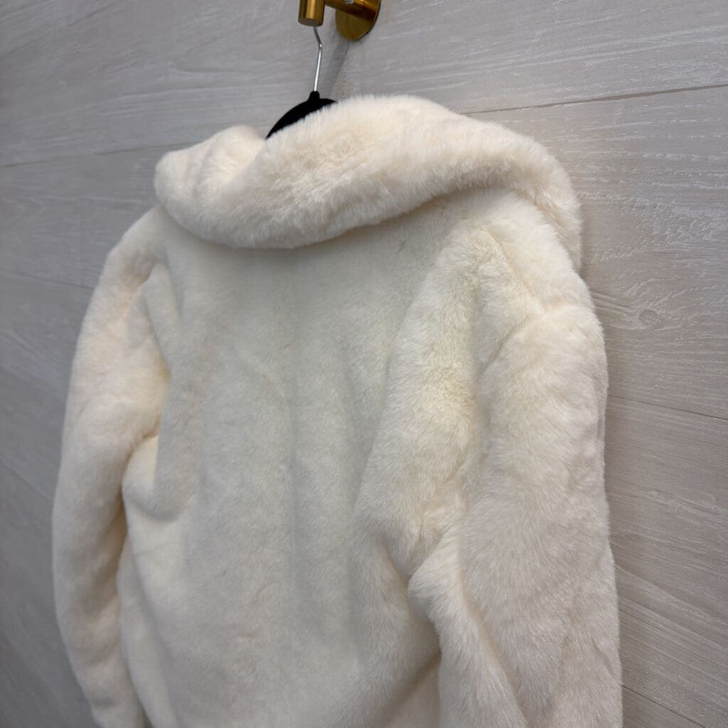 White Faux Fur Cropped Jacket Extra Small