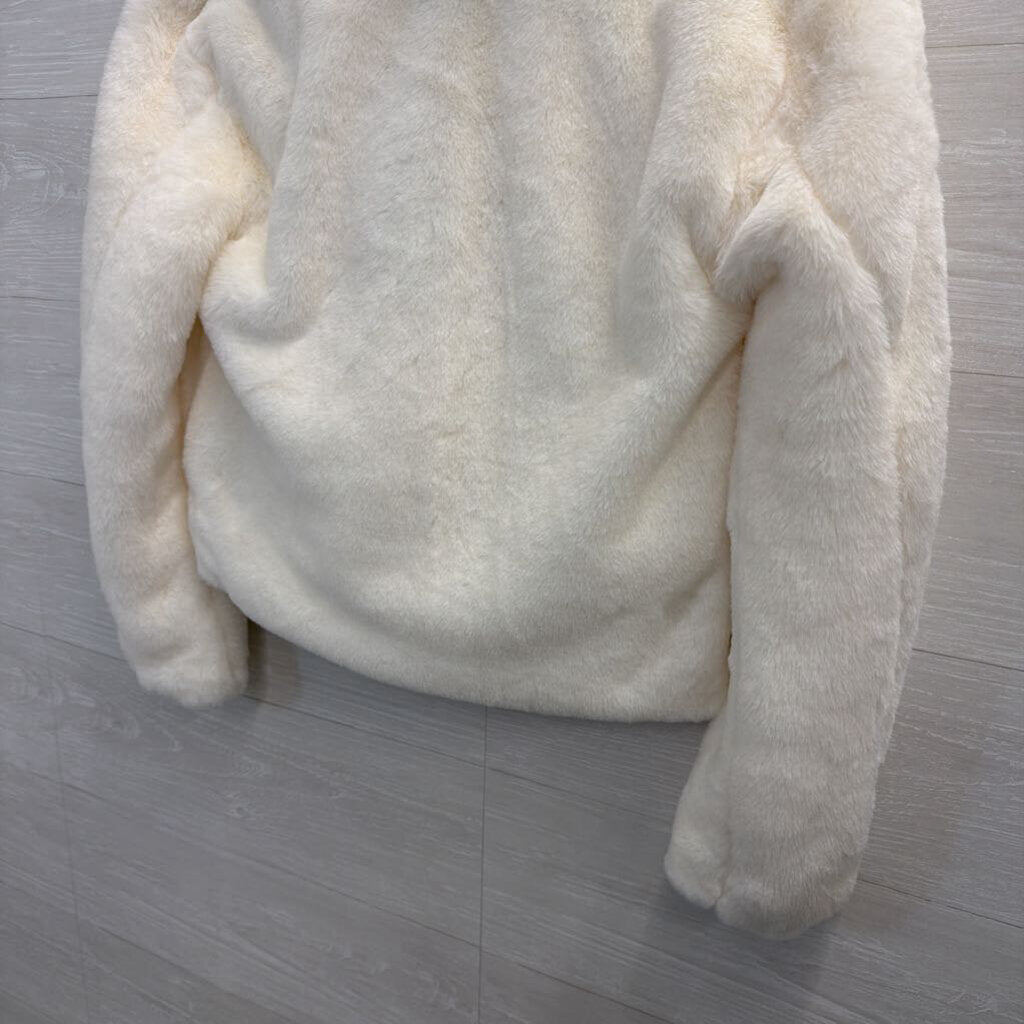 White Faux Fur Cropped Jacket Extra Small