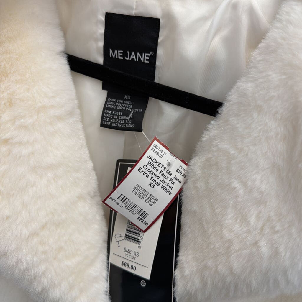 White Faux Fur Cropped Jacket Extra Small