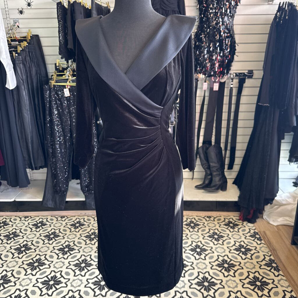 Tahari Off Shoulder Velvet Gathered Midi Dress 8